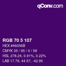 Color code: RGB 70 5 107 | qconv.com