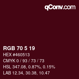 カラーコード: RGB 70 5 19 | qconv.com
