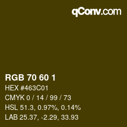カラーコード: RGB 70 60 1 | qconv.com