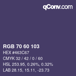 カラーコード: RGB 70 60 103 | qconv.com