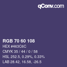 カラーコード: RGB 70 60 108 | qconv.com