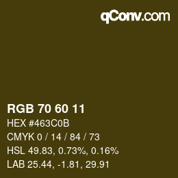 カラーコード: RGB 70 60 11 | qconv.com