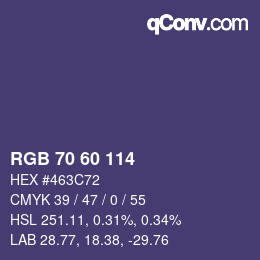 カラーコード: RGB 70 60 114 | qconv.com