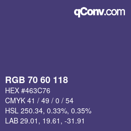 カラーコード: RGB 70 60 118 | qconv.com