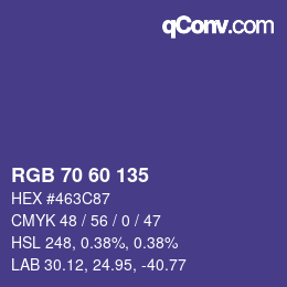Color code: RGB 70 60 135 | qconv.com