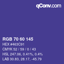 颜色代码: RGB 70 60 145 | qconv.com