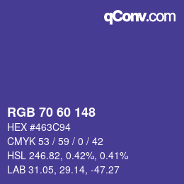 カラーコード: RGB 70 60 148 | qconv.com