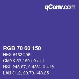 颜色代码: RGB 70 60 150 | qconv.com