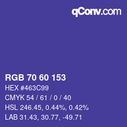 颜色代码: RGB 70 60 153 | qconv.com