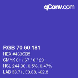 カラーコード: RGB 70 60 181 | qconv.com