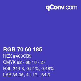 颜色代码: RGB 70 60 185 | qconv.com