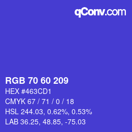 Color code: RGB 70 60 209 | qconv.com
