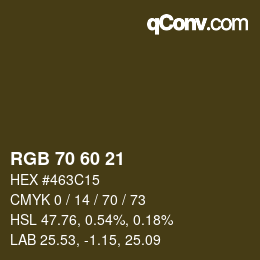 カラーコード: RGB 70 60 21 | qconv.com