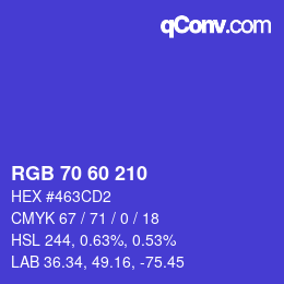 カラーコード: RGB 70 60 210 | qconv.com
