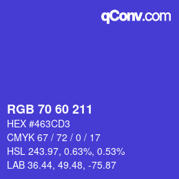 颜色代码: RGB 70 60 211 | qconv.com