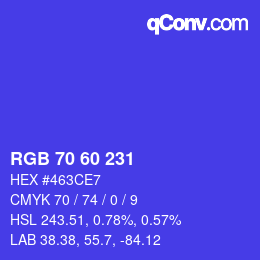 颜色代码: RGB 70 60 231 | qconv.com