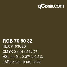 カラーコード: RGB 70 60 32 | qconv.com