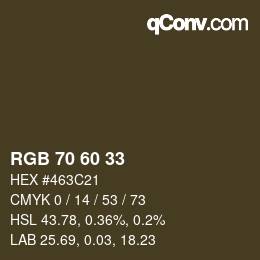 颜色代码: RGB 70 60 33 | qconv.com