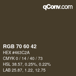 カラーコード: RGB 70 60 42 | qconv.com