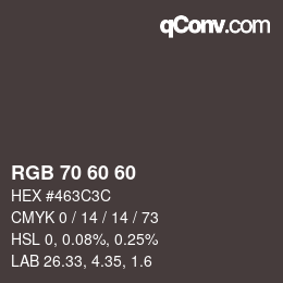カラーコード: RGB 70 60 60 | qconv.com