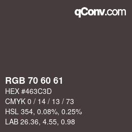 カラーコード: RGB 70 60 61 | qconv.com