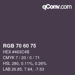 カラーコード: RGB 70 60 75 | qconv.com