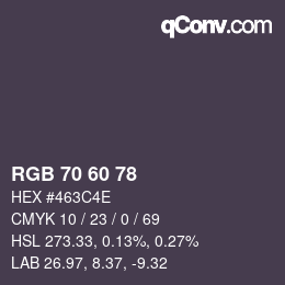 カラーコード: RGB 70 60 78 | qconv.com