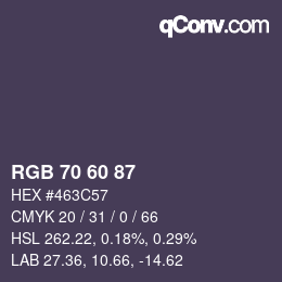 カラーコード: RGB 70 60 87 | qconv.com