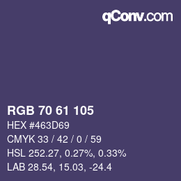 カラーコード: RGB 70 61 105 | qconv.com