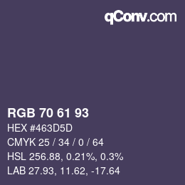 Farbcode: RGB 70 61 93 | qconv.com