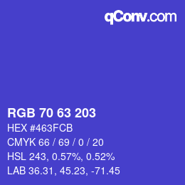 Color code: RGB 70 63 203 | qconv.com