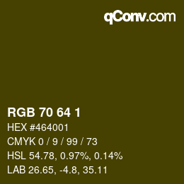 Color code: RGB 70 64 1 | qconv.com