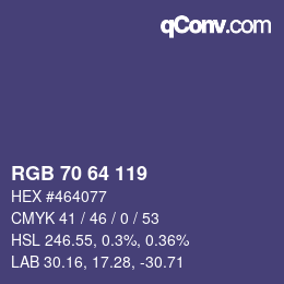 Color code: RGB 70 64 119 | qconv.com