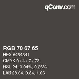 Código de color: RGB 70 67 65 | qconv.com
