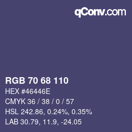 カラーコード: RGB 70 68 110 | qconv.com
