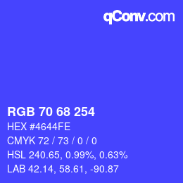 Color code: RGB 70 68 254 | qconv.com