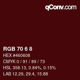 Color code: RGB 70 6 8 | qconv.com