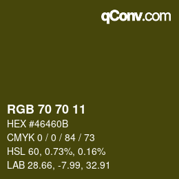 カラーコード: RGB 70 70 11 | qconv.com