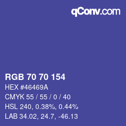 Color code: RGB 70 70 154 | qconv.com