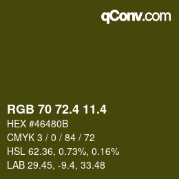 カラーコード: RGB 70 72.4 11.4 | qconv.com