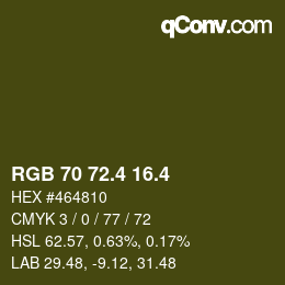 カラーコード: RGB 70 72.4 16.4 | qconv.com
