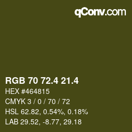 カラーコード: RGB 70 72.4 21.4 | qconv.com