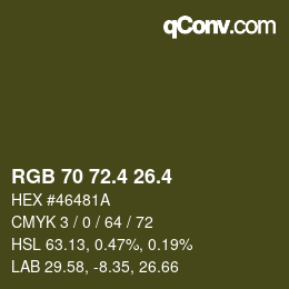 カラーコード: RGB 70 72.4 26.4 | qconv.com