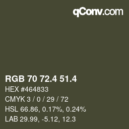 カラーコード: RGB 70 72.4 51.4 | qconv.com