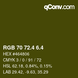 カラーコード: RGB 70 72.4 6.4 | qconv.com