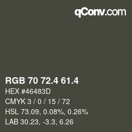 カラーコード: RGB 70 72.4 61.4 | qconv.com
