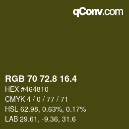カラーコード: RGB 70 72.8 16.4 | qconv.com