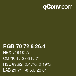 カラーコード: RGB 70 72.8 26.4 | qconv.com