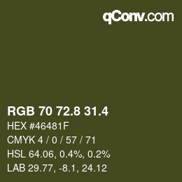 カラーコード: RGB 70 72.8 31.4 | qconv.com
