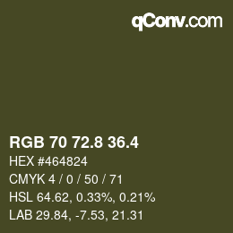 カラーコード: RGB 70 72.8 36.4 | qconv.com